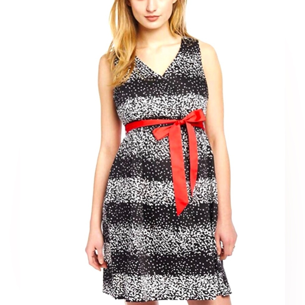 MOTHERHOOD NWT PINK  BELTED SASH SATEEN MATERNITY DRESS SIZE SMALL BUBBLE PRINT